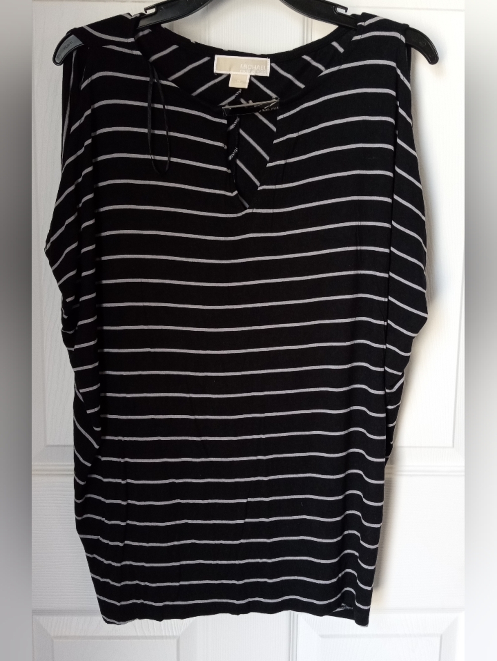 Michael Kors Black & White Striped Tunic Top